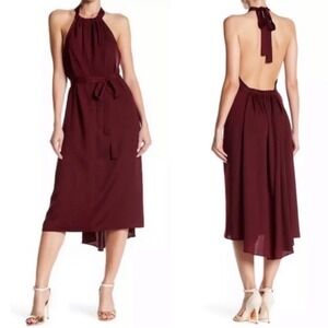 Dress Forum Women's Wine‎ Red Halter Neck Open Back Maxi Dress Size S